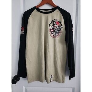 PEAK'D YELLOW Graphic L/S T-Shirt 42 Japanese Geisha Biker Funky Wear Ted Co